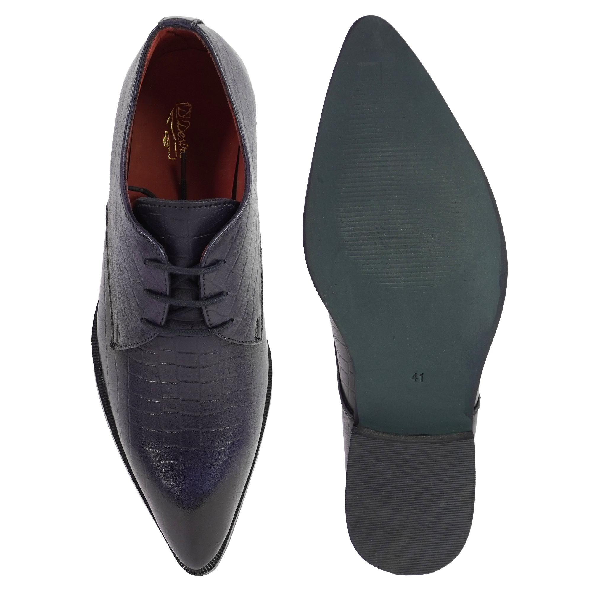 2531 Pointer Print lace up Leather Shoes